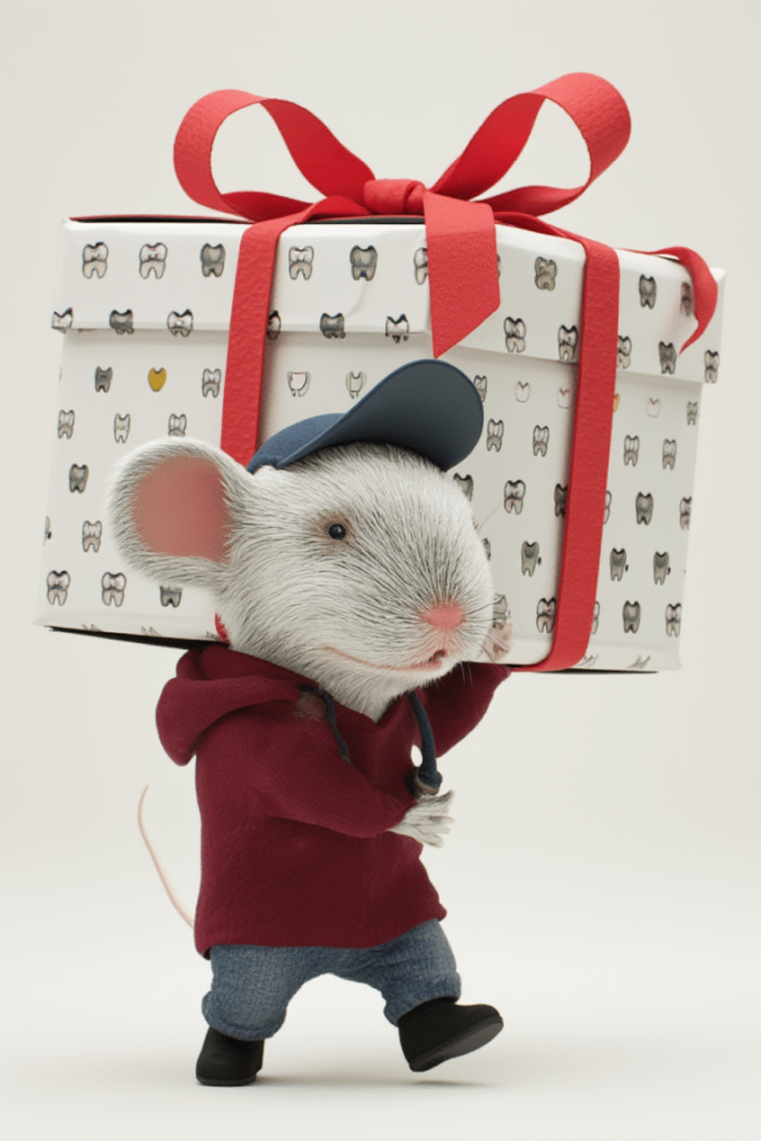 Ratón Pérez con un regalo