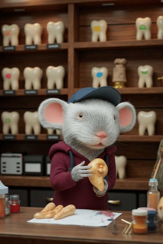 Ratón Pérez con dientes de leche