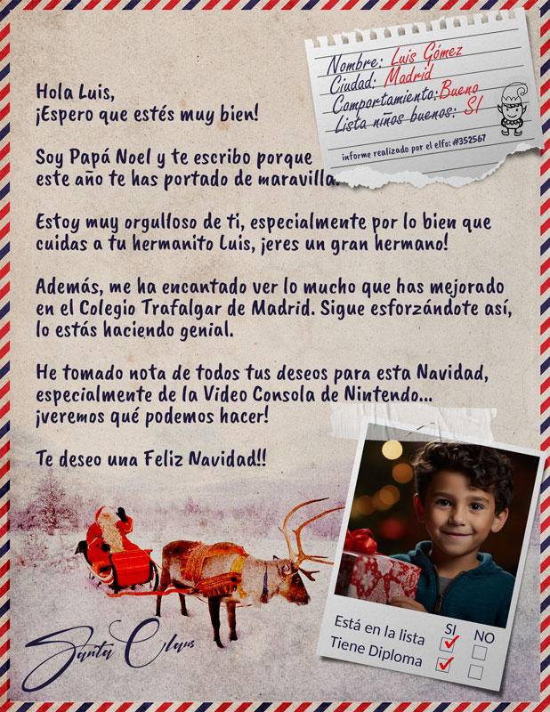 Carta personalizada de Santa Claus