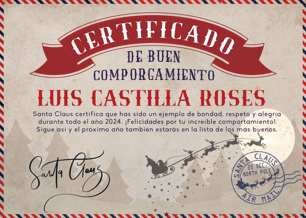 Diploma de buen comportamiento de Santa Claus