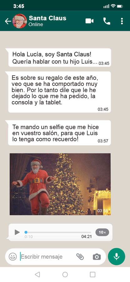 WhatsApp de Santa Claus para tu hijo