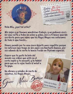 Carta personalizada de los Reyes Magos