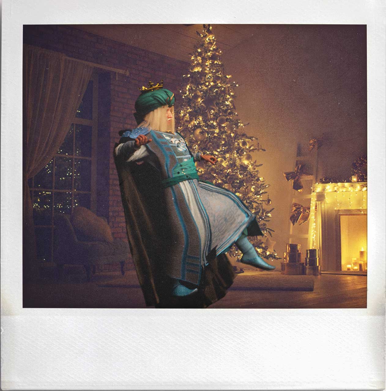 Selfie de Rey Mago en casa