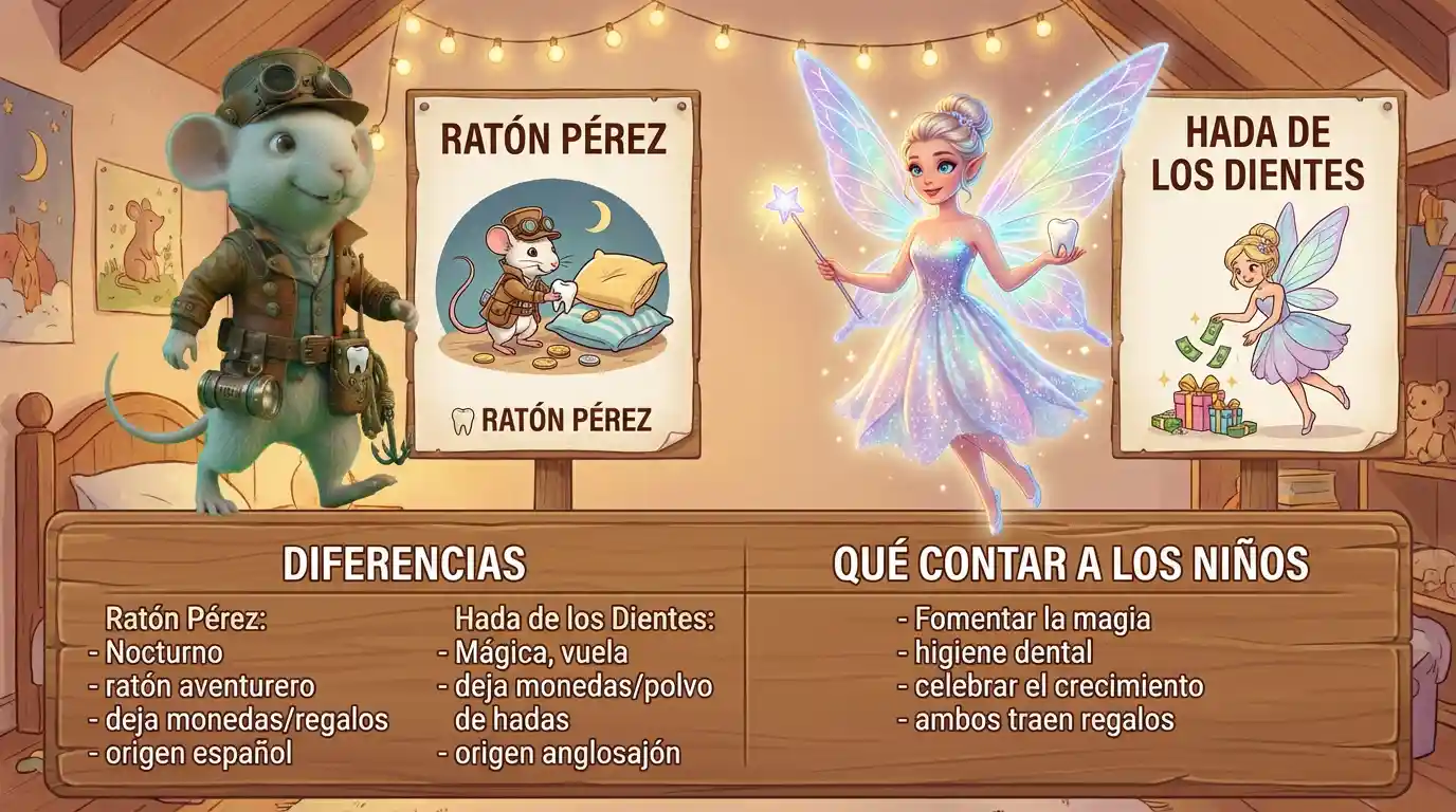 Imagen que ilustra Raton perez vs hada de los dientes diferencias y que contar a los ninos, parte 01.